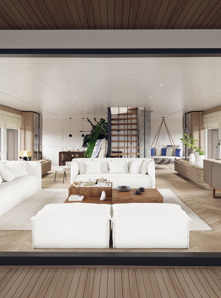 Vripack - M5 yacht - Interior family room - Beach-House atmosphere