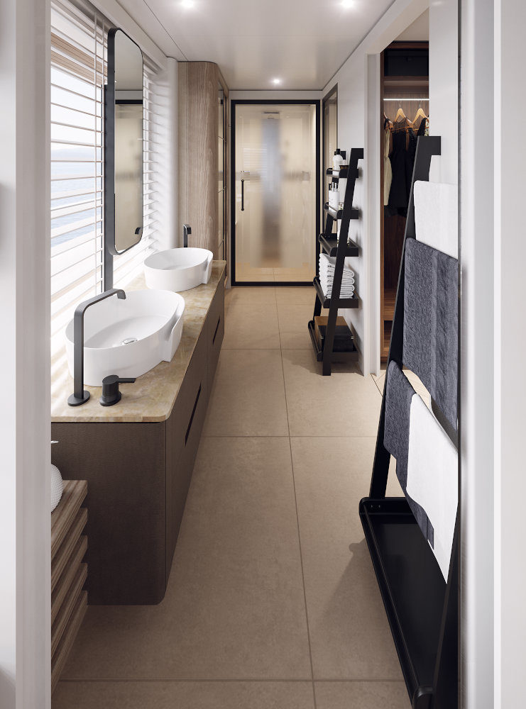 Vripack - M5 yacht - Interior bathroom - Beach-House atmosphere