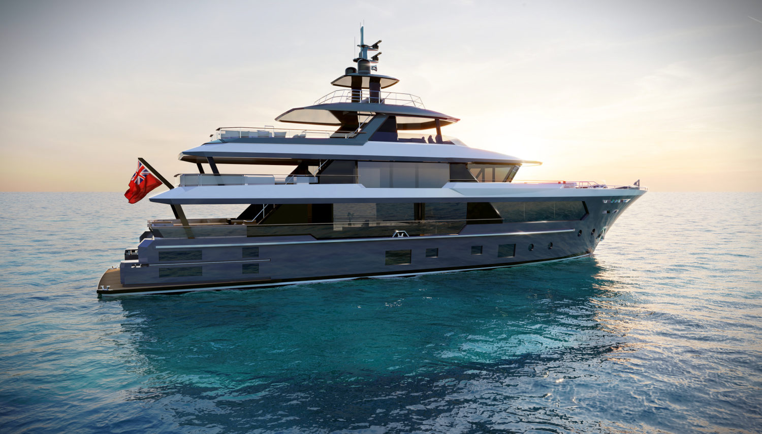 MCP121 – Rendering exterior - Cruising at sea - Vripack Design – Family Yacht – Cruising – MCP Yachts – Family Lifestyle Boat
