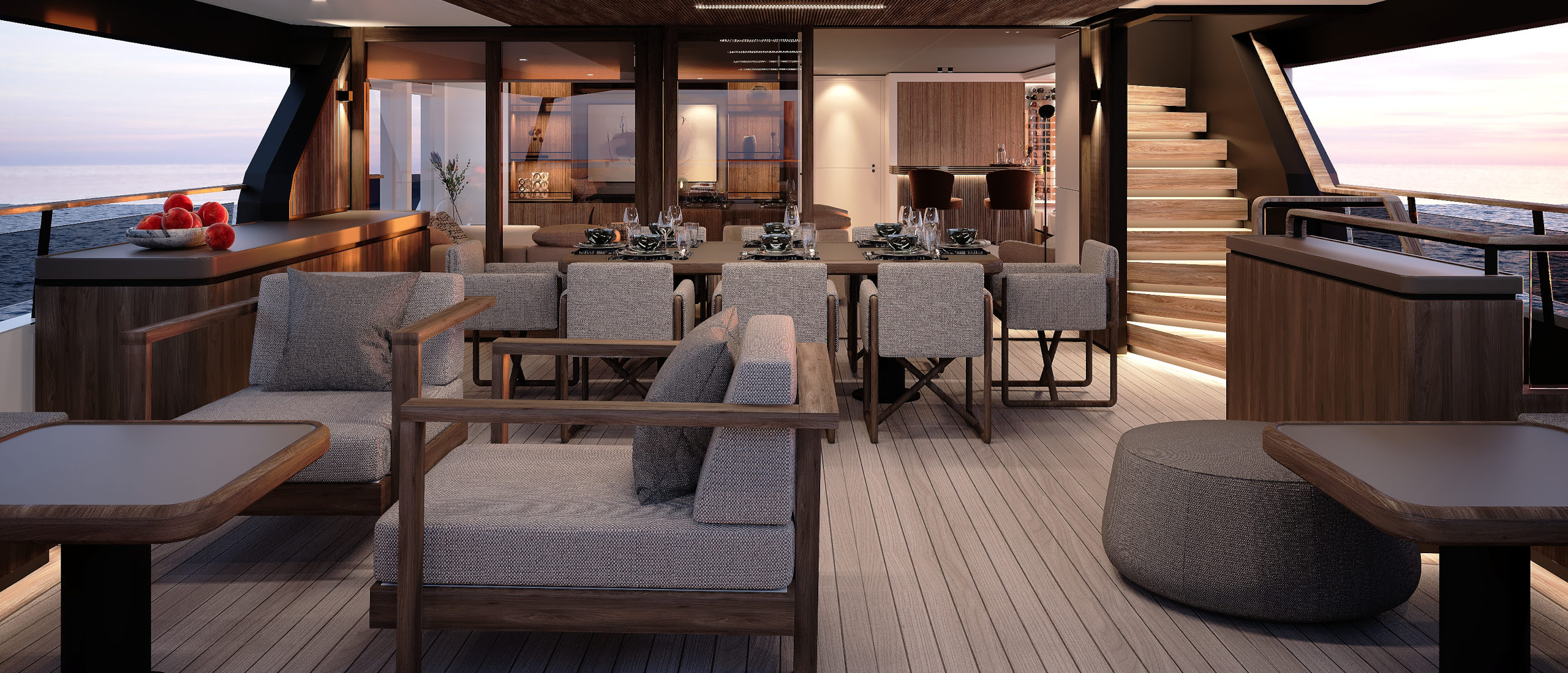 Deck Lounge Area - MCP121 – Vripack Design – Family Yacht – Cruising – MCP Yachts – Family Lifestyle Boat