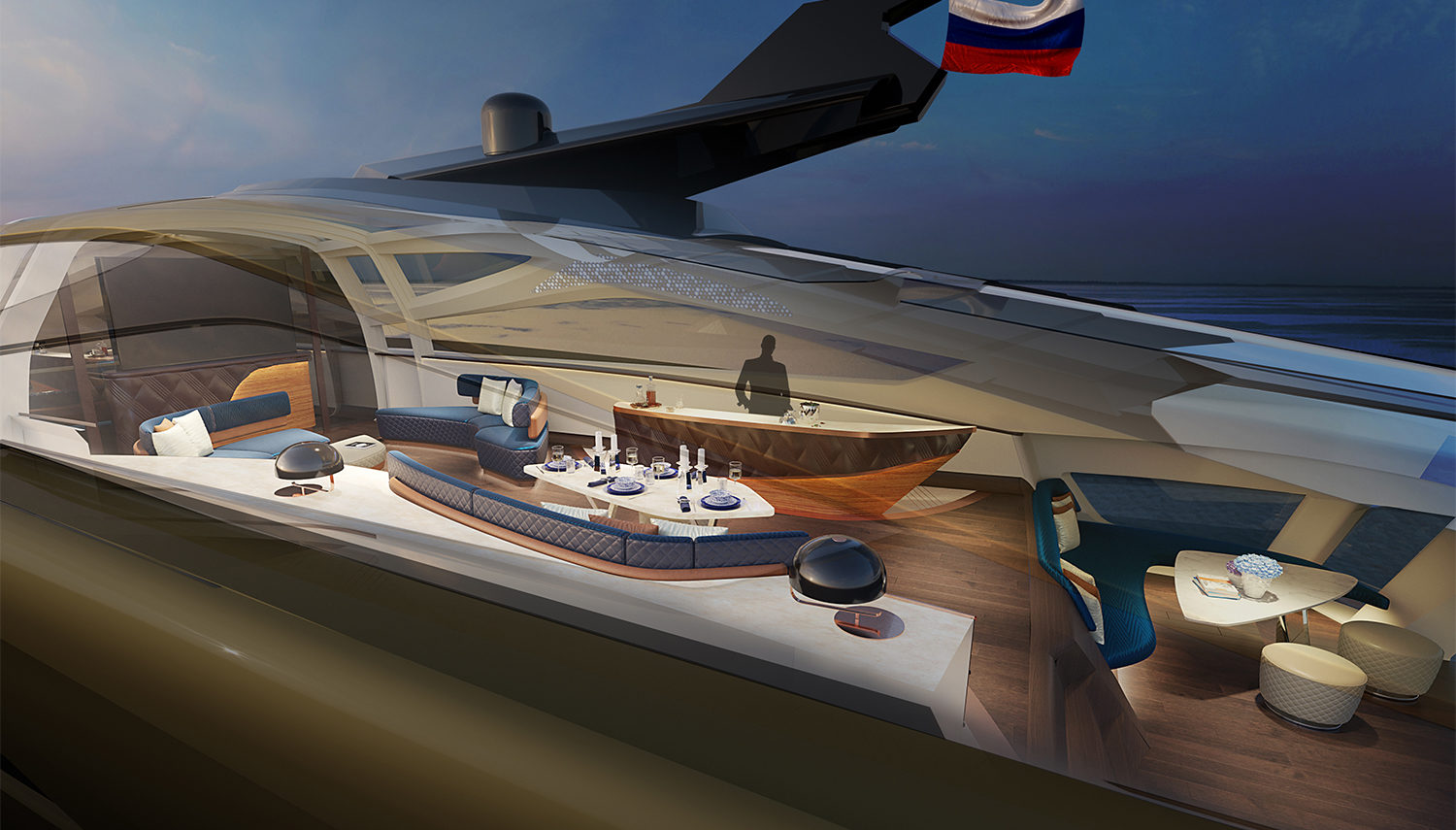 See-thru rendering Project Meteor - Vripack Design - Van der Valk Shipyard - Interior design split levels