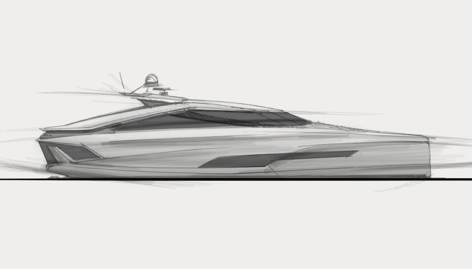 Handmade Sketch of project Meteor - Vripack Design - Van der Valk Shipyard - exterior design
