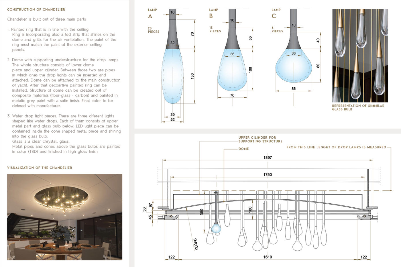 Interior Design - Interior engineering - Technical details - Custom made chandelier